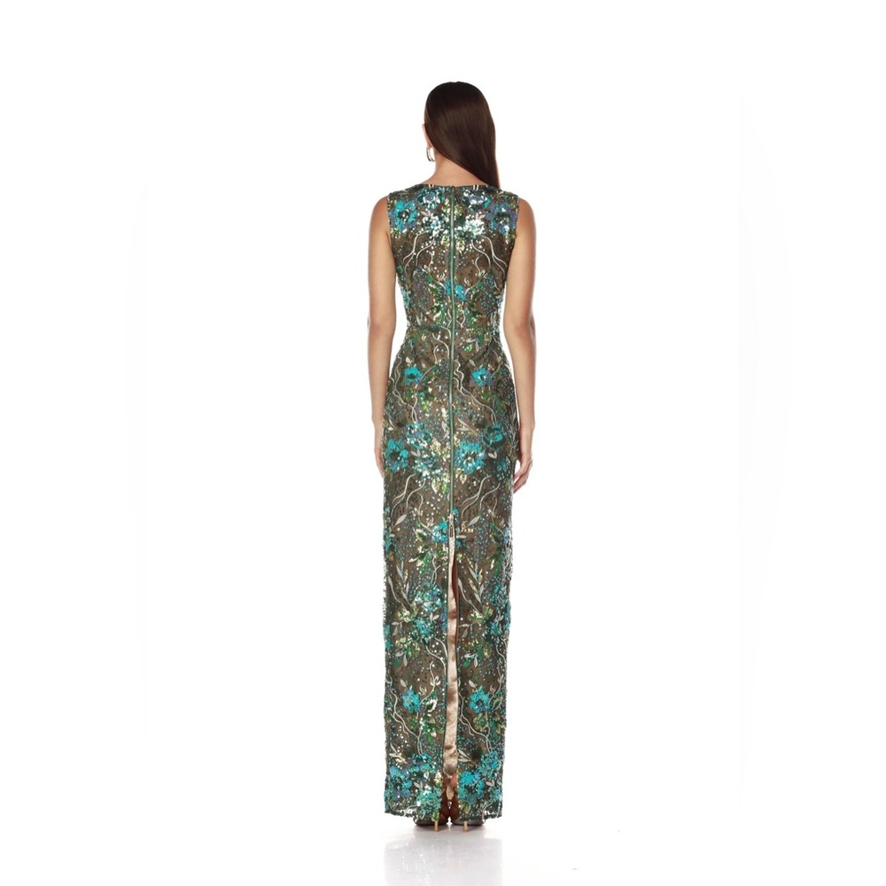 NWOT BRONX AND BANCO Violet Teal Maxi Dress , Elegant Floral Evening Gown - Picture 3 of 14